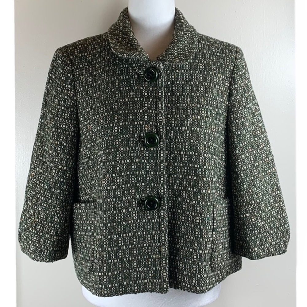 J. Crew Size 14 Wool Blend Green Jacket